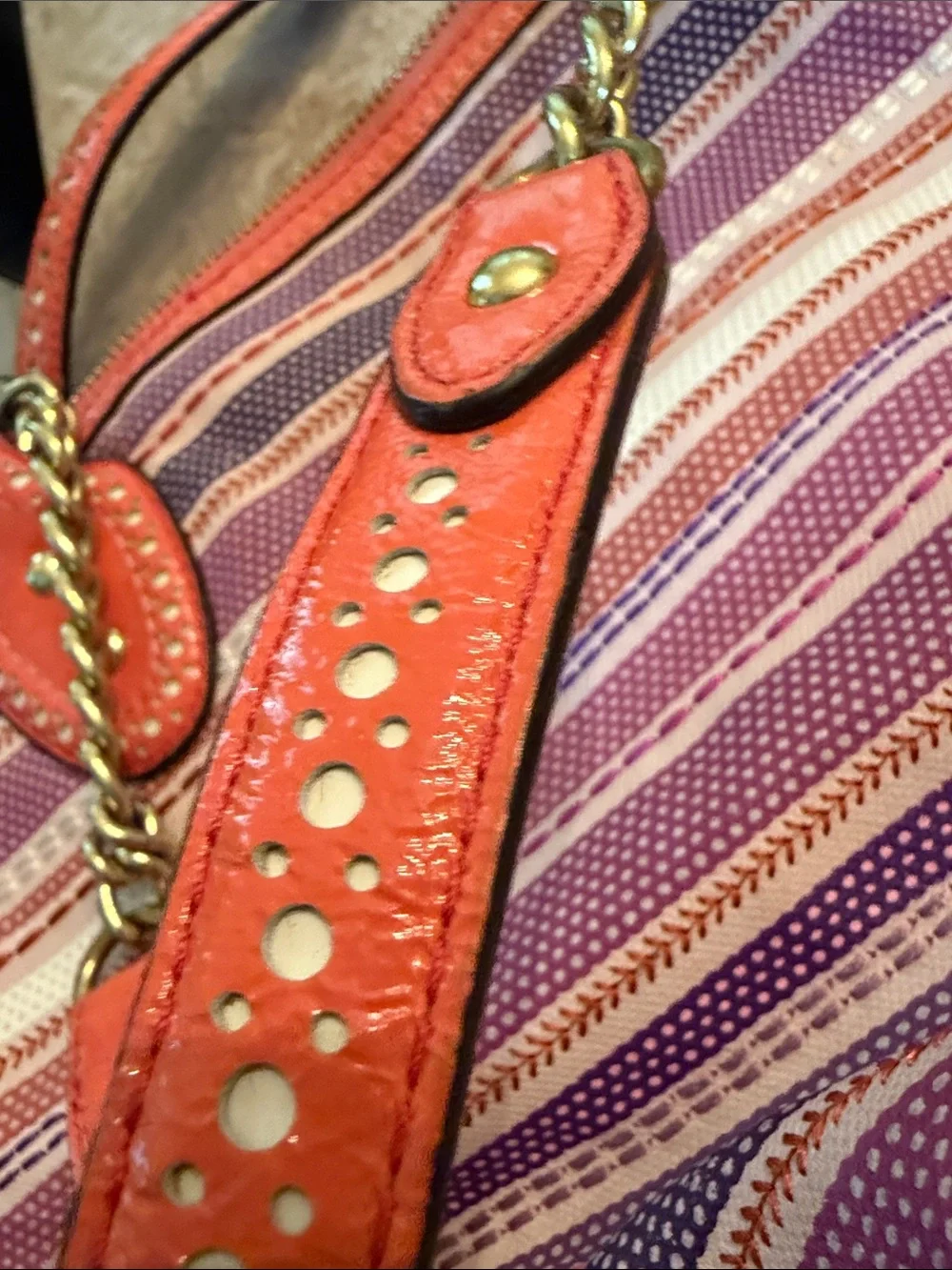 Coach Poppy Y2K  Pink, Purple, and Orange Sequined Leather-Trim Tote/Satchel